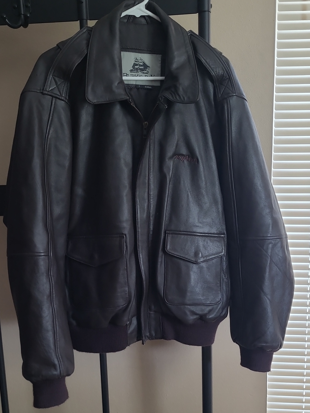 Mens Burks Bay Leather Bomber Jacket - Dark Brown